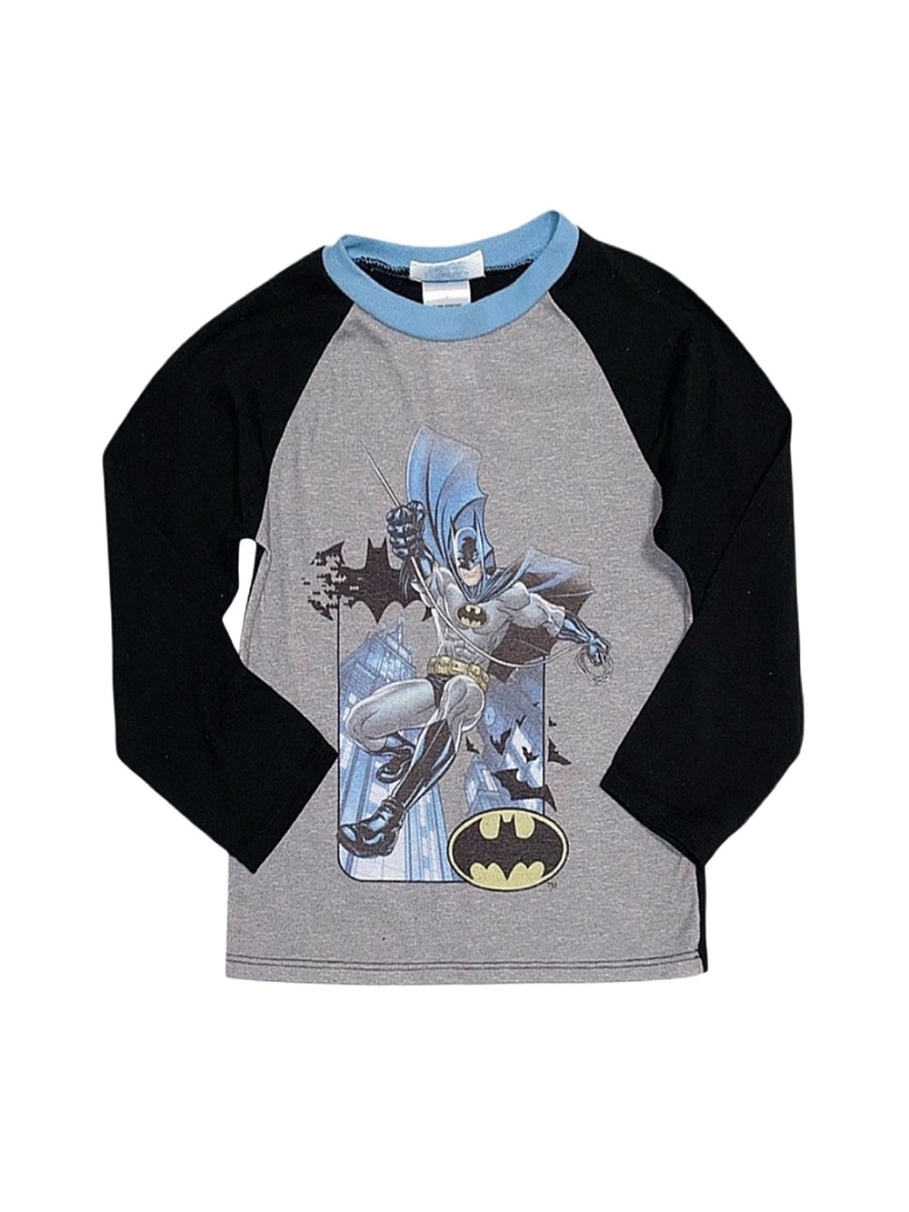 BATMAN Boy's Black And Grey Graphic Long Sleeve Pajama Top Size 6